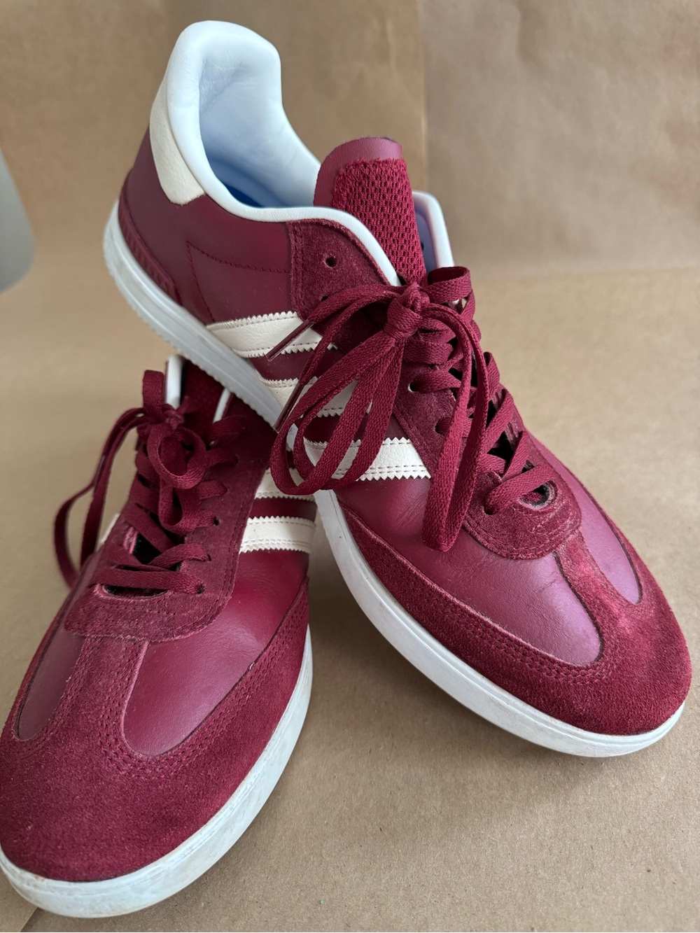 adidas Burgundy and White Athletic Shoes